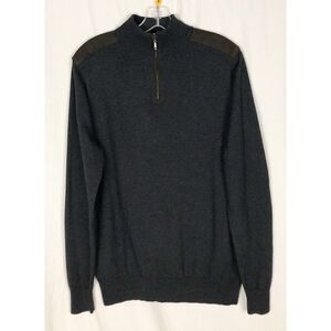 Redmond gray high‎ neck wool blend Mens sweater Size M Shoulder Patches